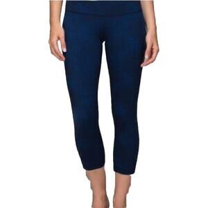 Lululemon Athletica Wonder Under Cropped Mineral Deposit‎ Blue HR Leggings Sz 8